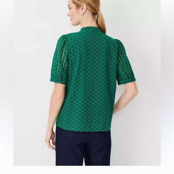 NWT ANN TAYLOR GREEN EMBROIDERED TOP - Picture 5 of 5